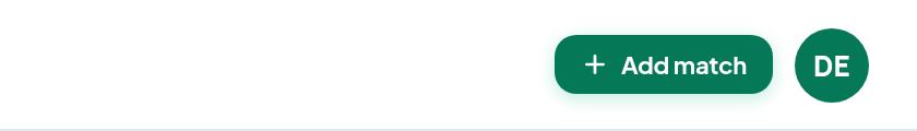 The Add match button in the top right corner of the Groundhopper top bar